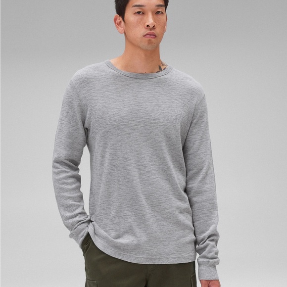 Reigning Champ grey 1x1 slub cotton long sleeve shirt - Picture 2 of 3